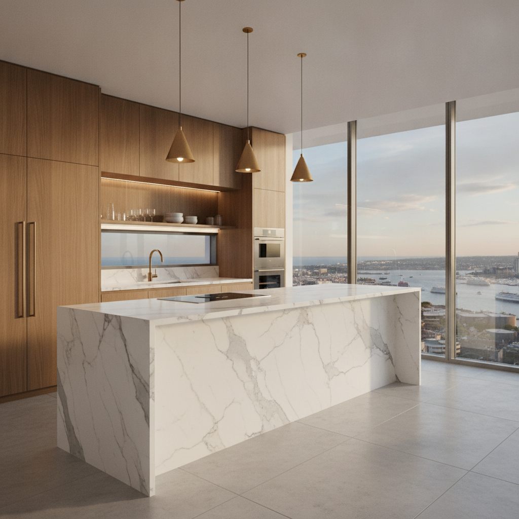 Kitchen with marble island